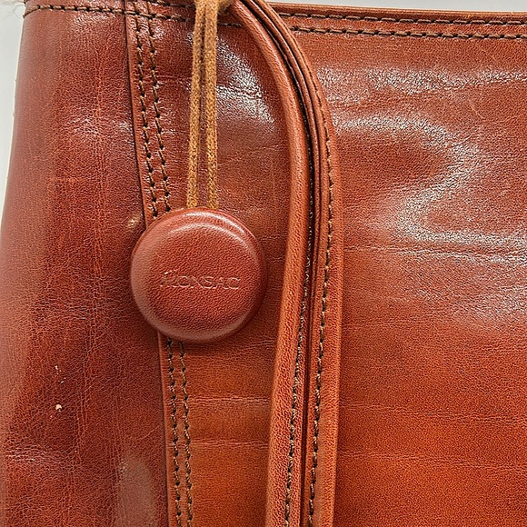 Monsac Original Rich Brown Leather Tote Bag Purse 🌺🌺 - Picture 3 of 12